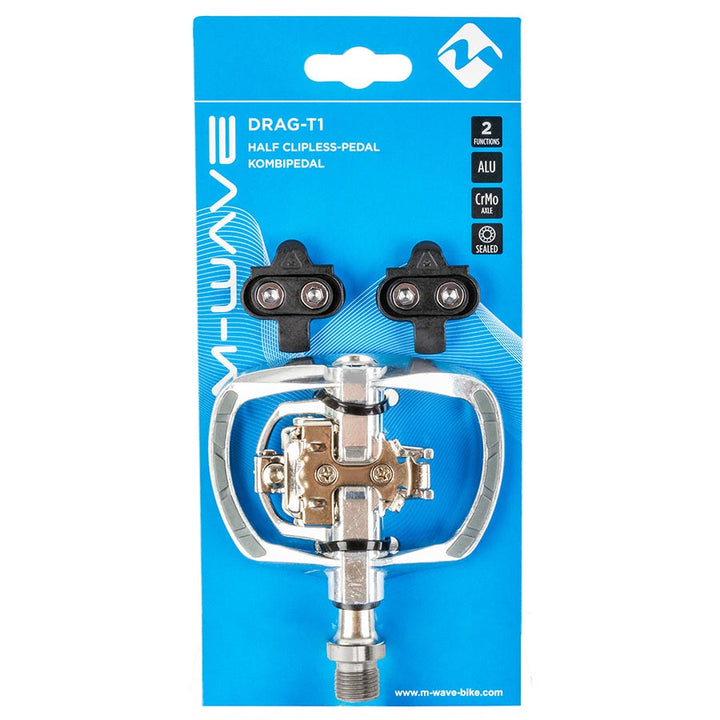 M-Wave DRAG-T1 Dual Sided Pedals Body: Aluminum Spindle: Cr-Mo 9/16 Silver Pair