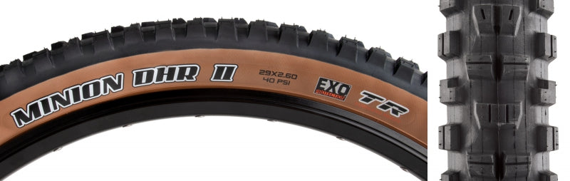 Maxxis Minion DHR II Tire - 29 x 2.4 Tubeless Folding BLK/Dark Tan Dual EXO Wide Trail