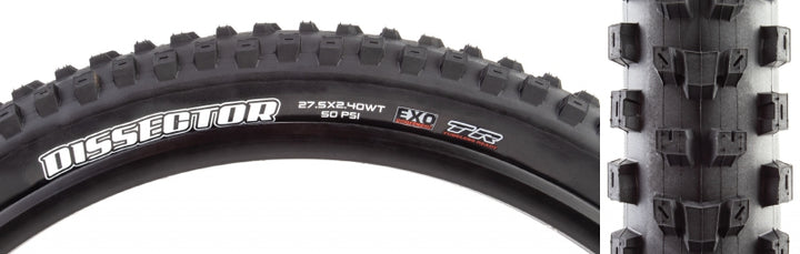 Maxxis Dissector Tire 27.5x2.40 Folding Tubeless Ready Dual EXO Wide Trail 60TPI Black