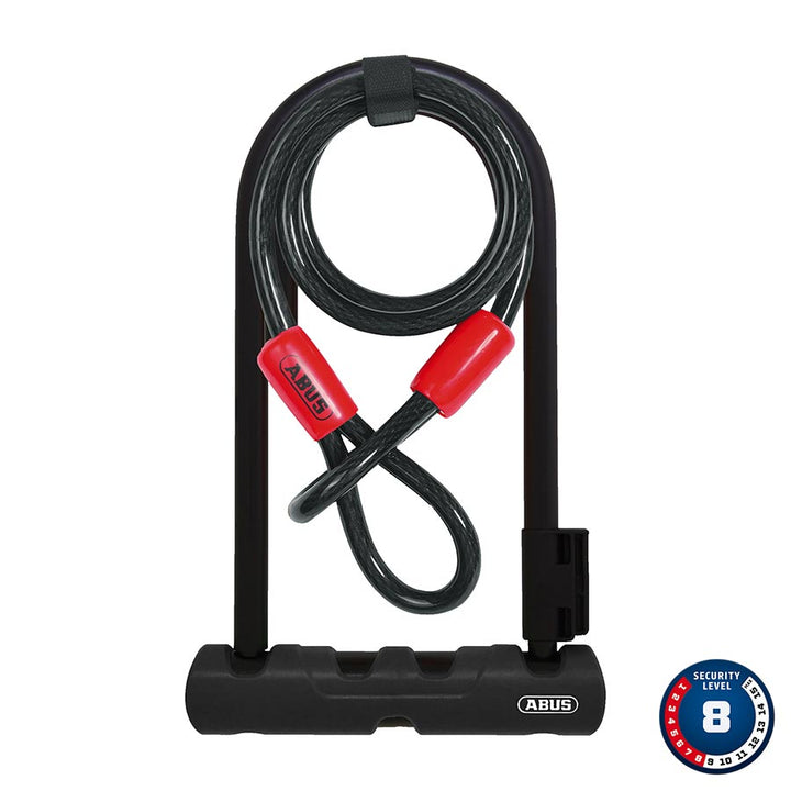 Abus Ultra 410 + Cobra Loop U-Lock Key 12mm 17.0cm x 23.0cm 6.7" x 9" SH34 Black; Cable 10mm 120cm 4