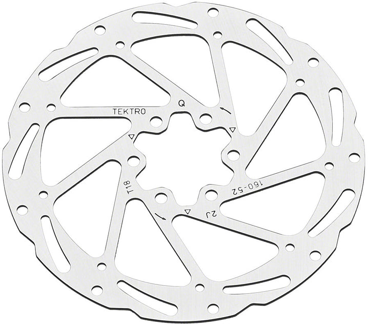 Tektro TR180-52 Disc Rotor - 180mm 6-Bolt 1.8mm Thickness For 2-Piston Calipers