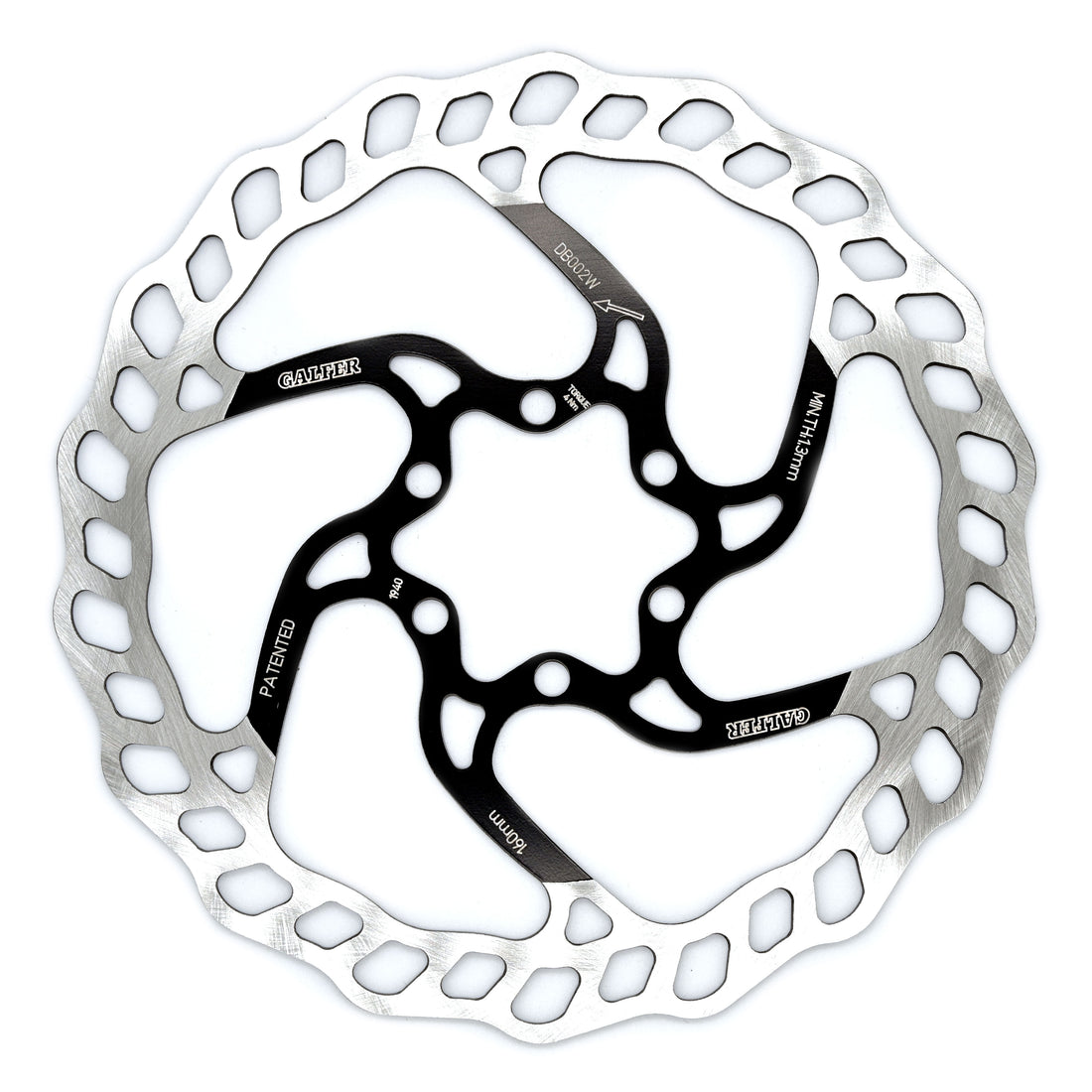 Galfer 160mm Rotor 6-Bolt  1.8mm Black/Silver