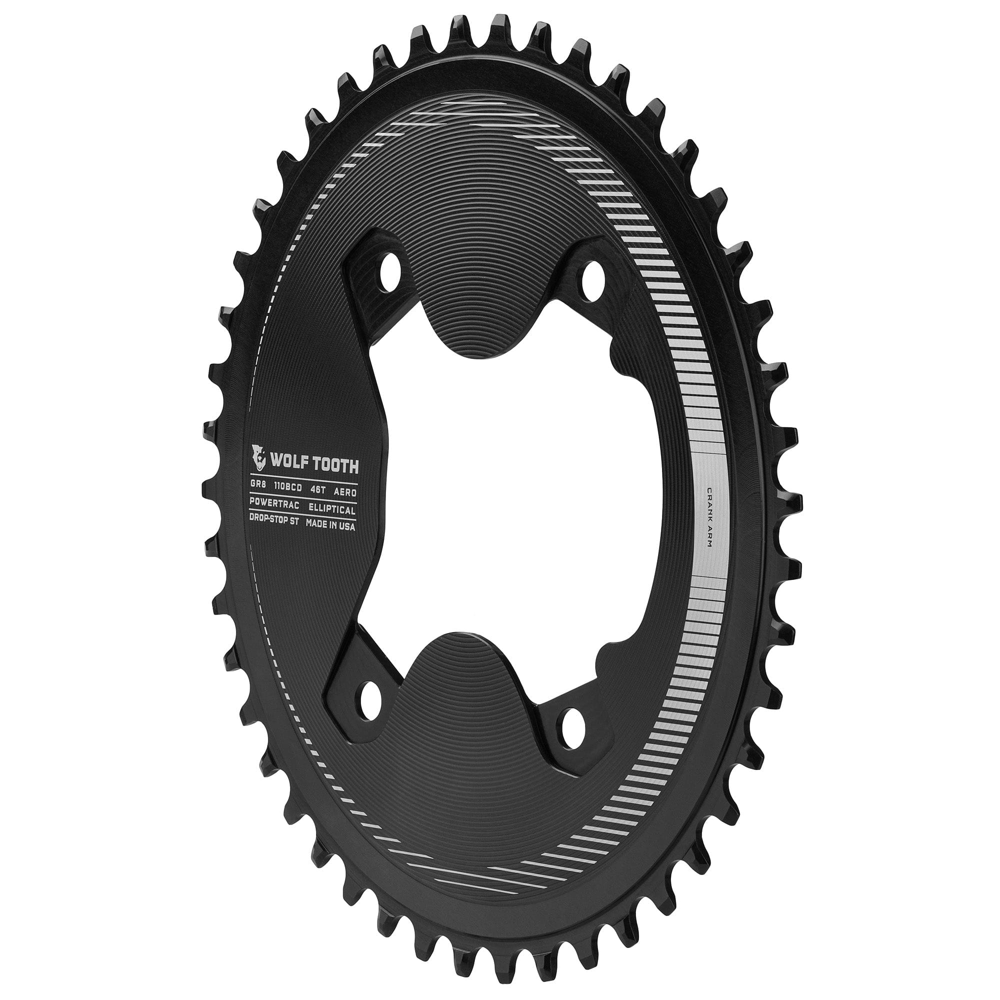 Aero Oval 110 BCD Asymmetric 4-Bolt Chainrings for Shimano GRX 800 Cranks