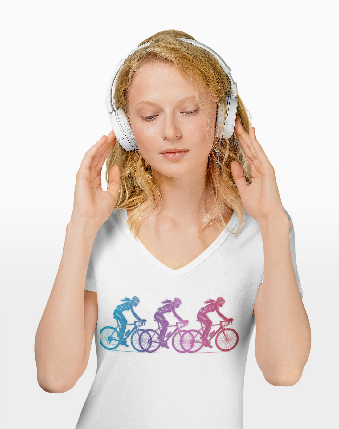 Women in Cycling V-Neck Graphic Tee