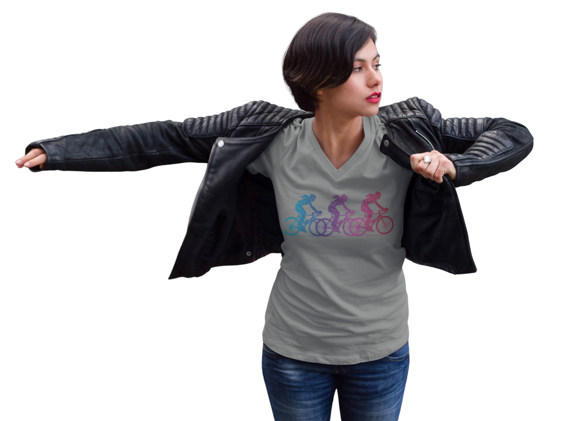 Women in Cycling V-Neck Graphic Tee