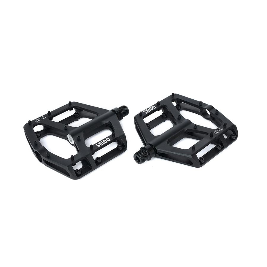 Seido Slicer Platform Pedals Body: Aluminum Spindle: Cr-Mo 9/16 Black Pair