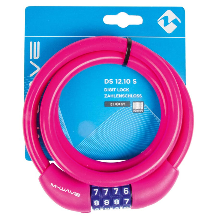 M-Wave DS 12.10 Cable lock Combination 12mm 12x1000mm Pink