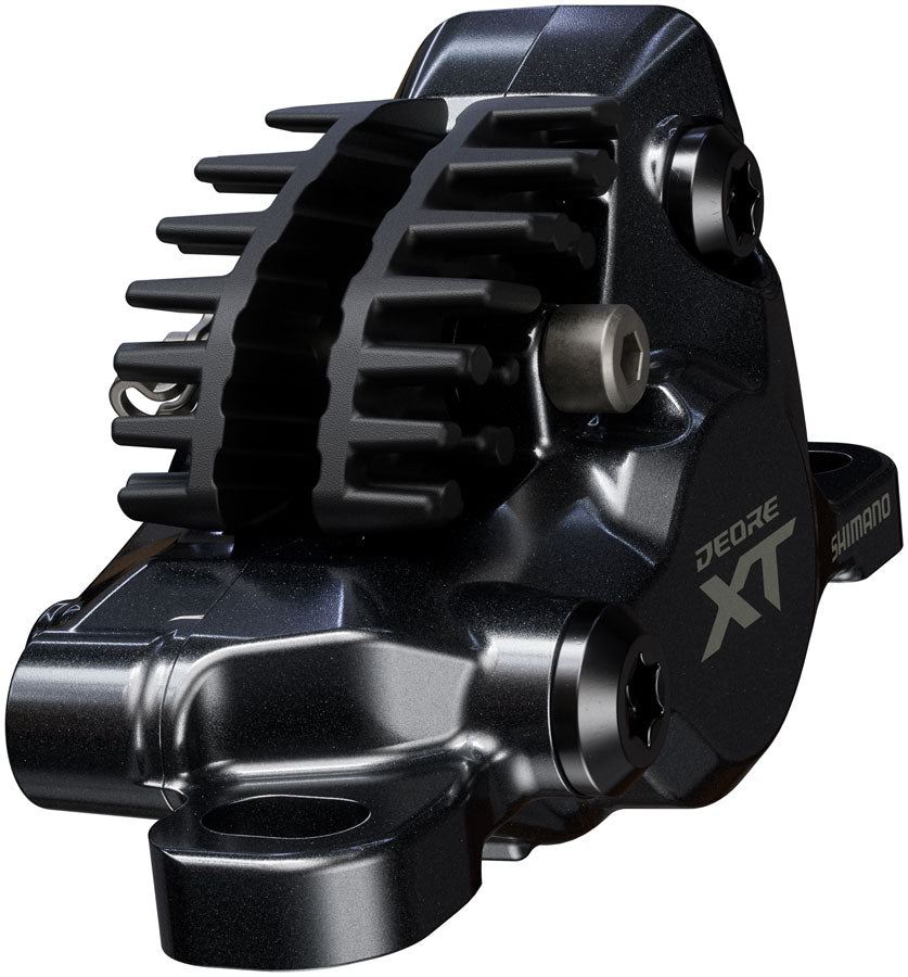 Shimano Deore XT BR-M8200 XC Disc Brake Caliper - Front Rear Post Mount 2-Piston Includes J04C-MF Finned Metal Pads BLK
