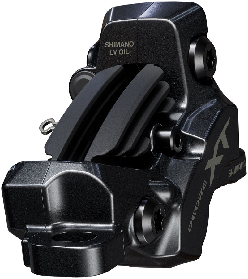 Shimano Deore XT BR-M8220 Disc Brake BL-M8200 Lever - Left/Front Post Mount 4-Piston Caliper SM-BH90-SBM Hose Fin Metal Pads BLK