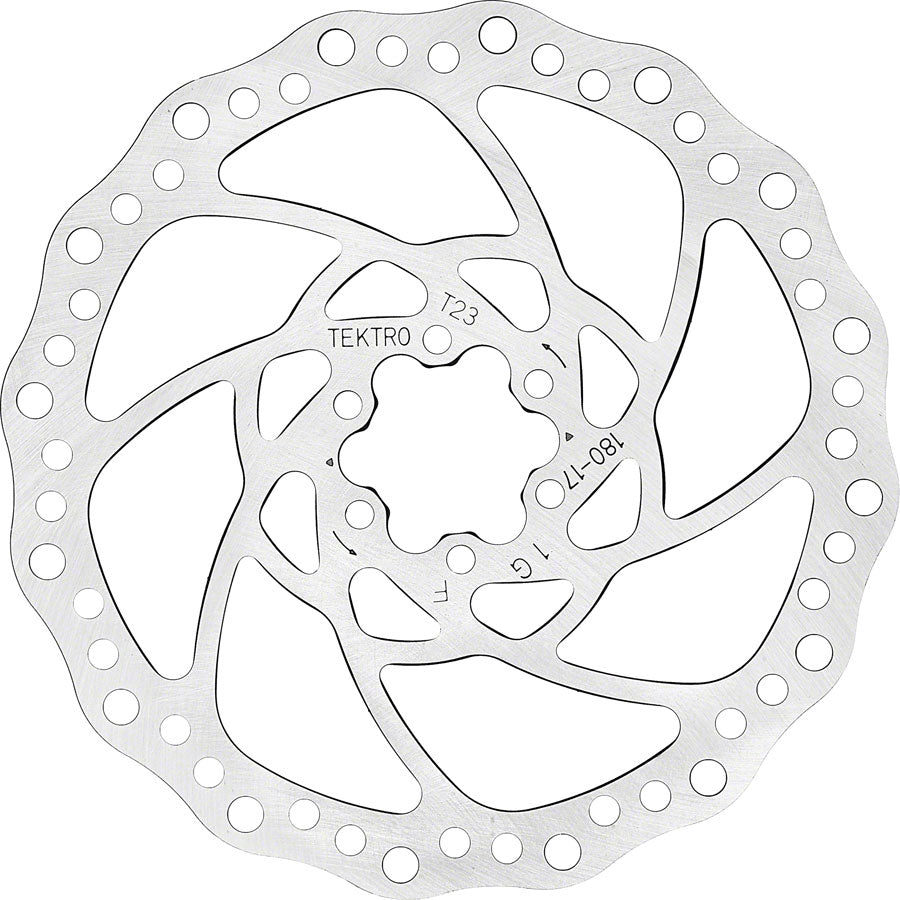 Tektro TR-17 Disc Brake Rotor - 180mm 6-Bolt 2.3mm Thickness Silver