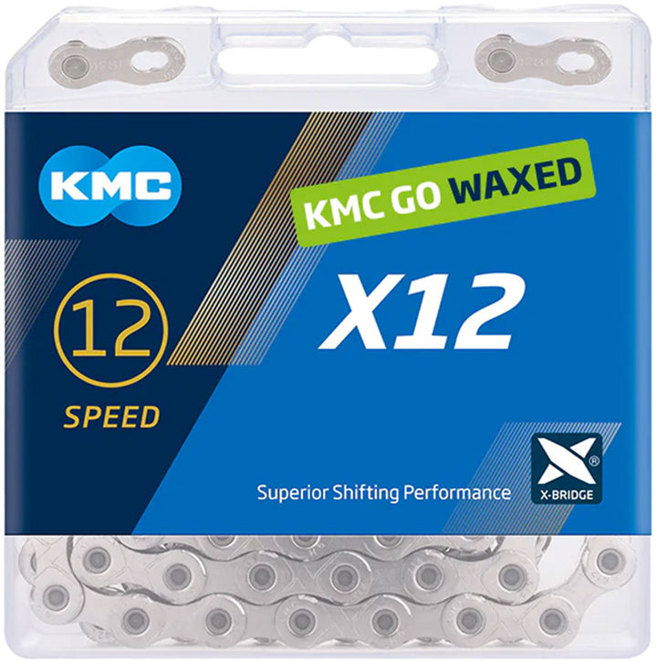 KMC X12 Waxed Chain - 12-Speed 126 Links Silver