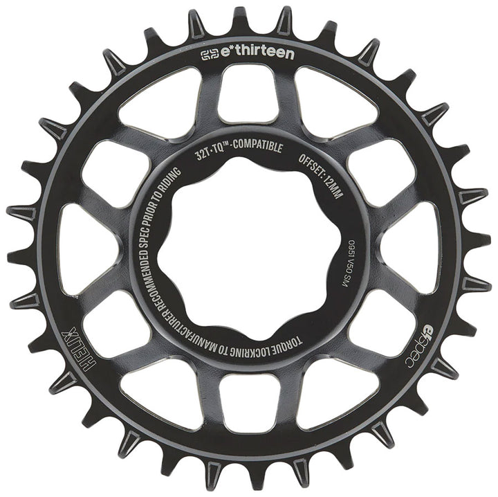 e*thirteen Helix Core e*spec  Chainring 32T TQ HPR50 Direct Mount 55mm Chainline 12mm Offset Shimano/Sram 11/12s Compatible BLK