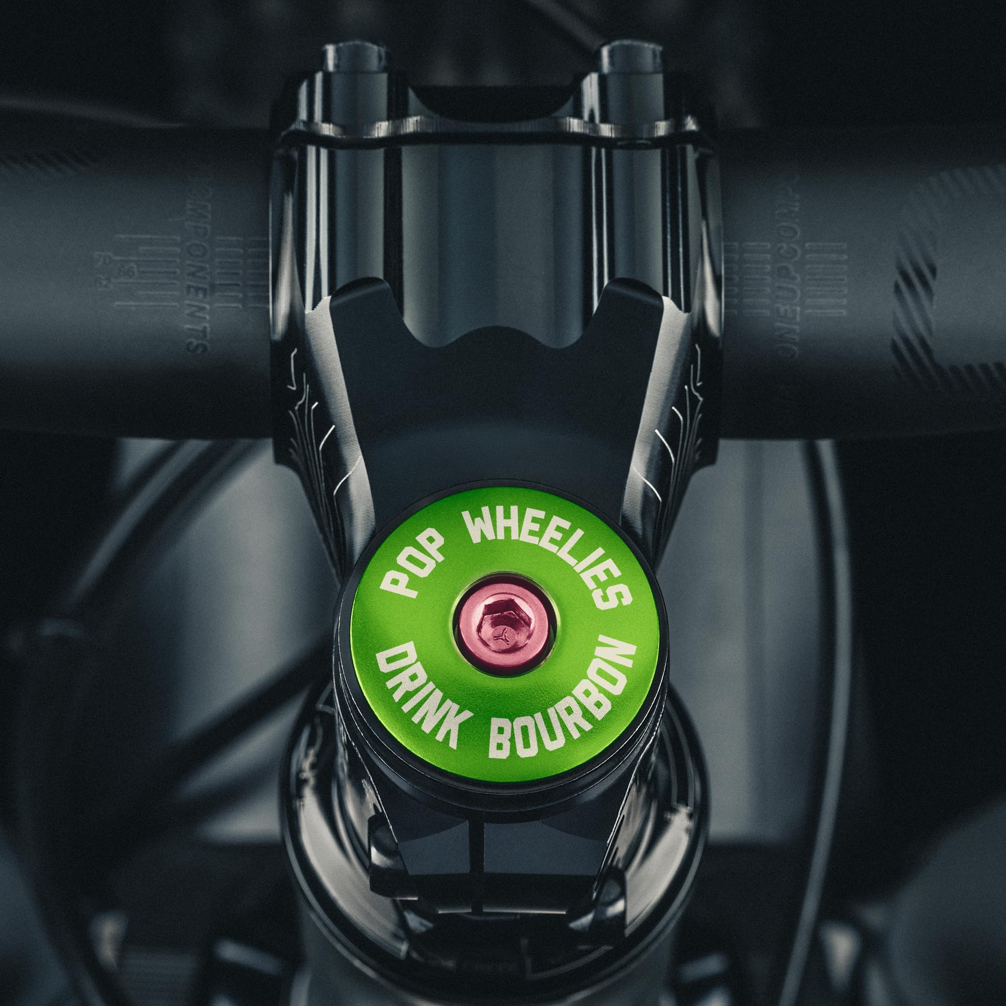 Pop Wheelies Drink Bourbon Bicycle Headset Cap