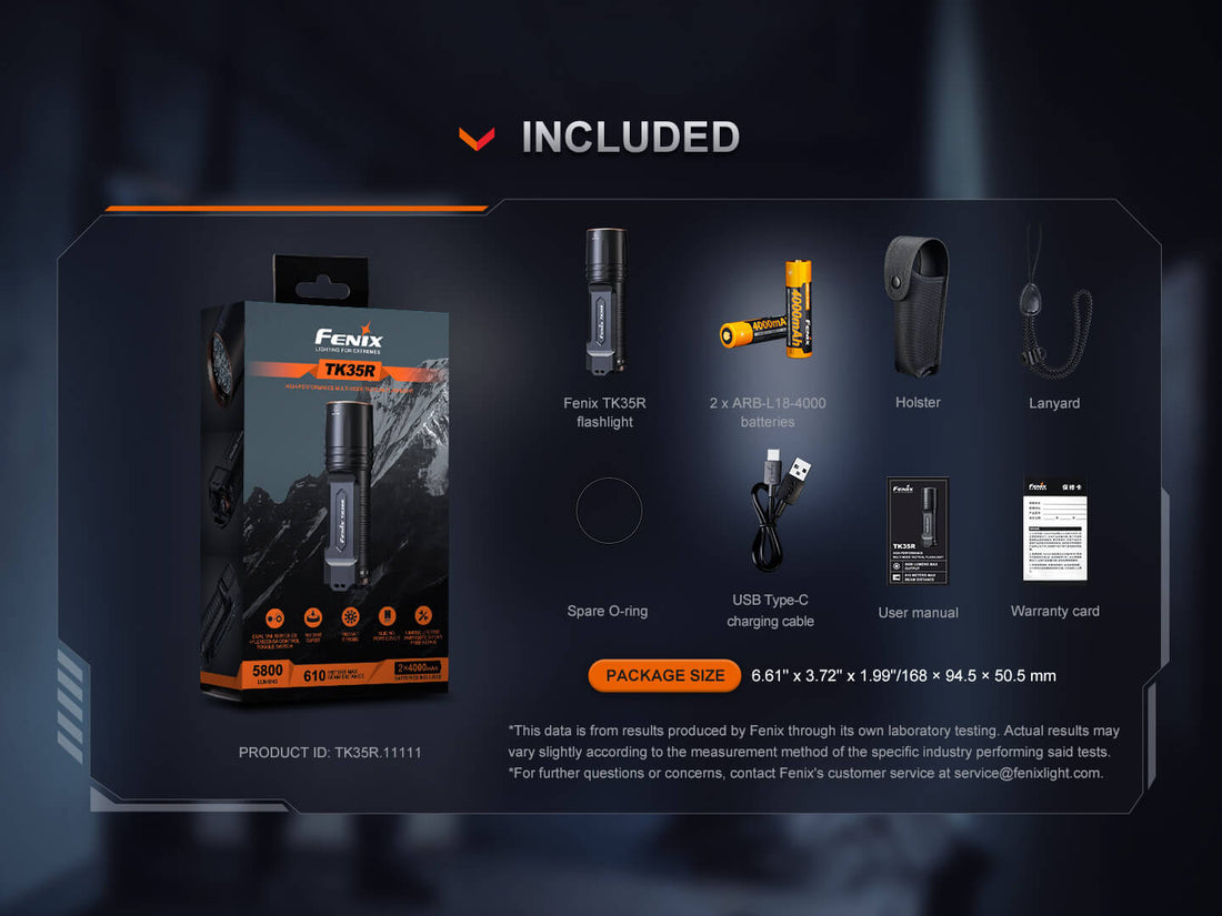 Fenix TK35R Rechargeable High-Performance Tactical Flashlight with UV Output