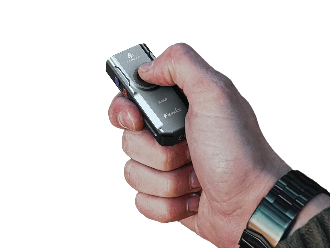 Fenix E06R Keychain Light with White, UV, and Red Laser Lights