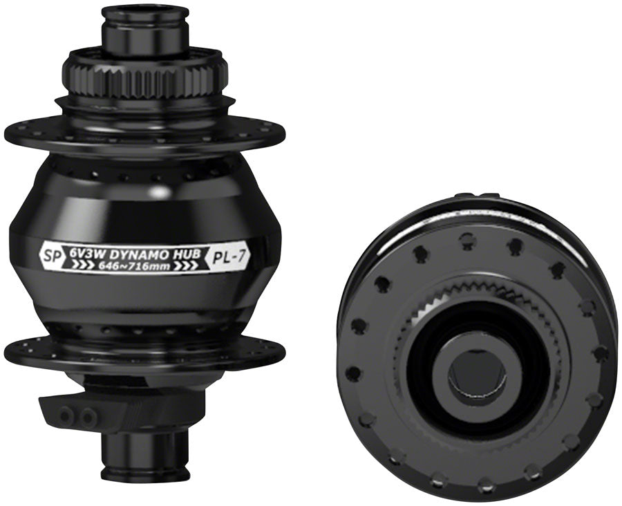 SP 7 Series Dynamo Front Hub - PL-7  6V 3W 12 x 100mm Centerlock 32H Black