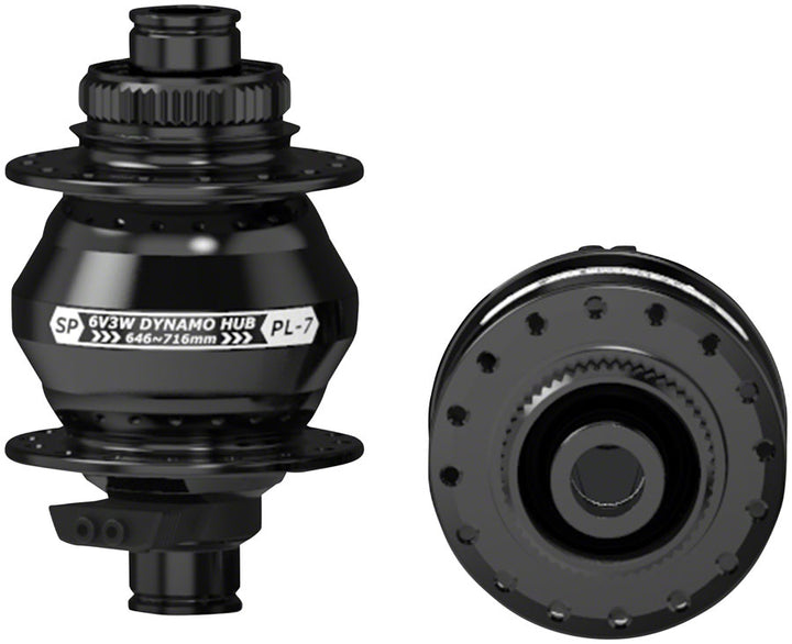SP 7 Series Dynamo Front Hub - PL-7  6V 3W 12 x 100mm Centerlock 32H Black
