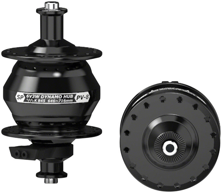 SP 8 Series Dynamo Front Hub - PV-8 6V- 3W QR x 100mm Rim 32H Black