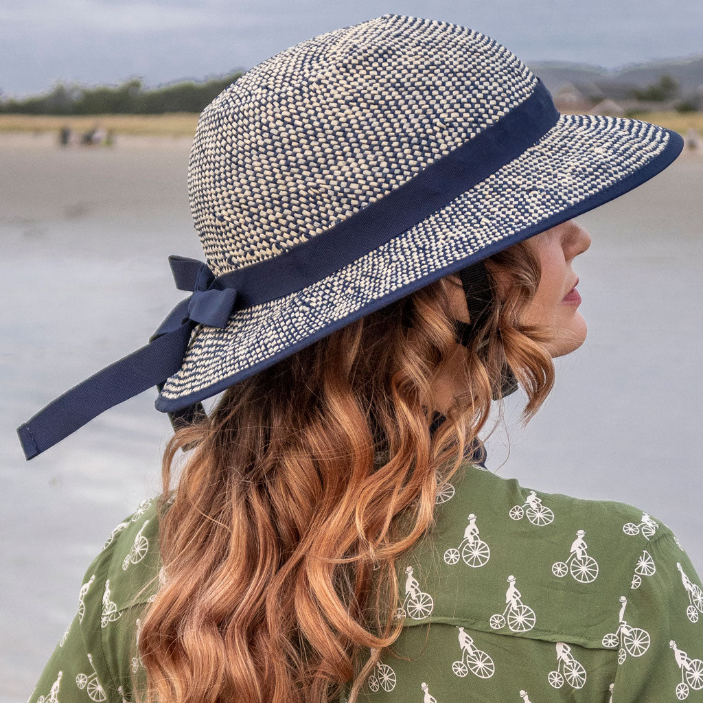 Straw Hat Helmet COVER ONLY Shibori Blue