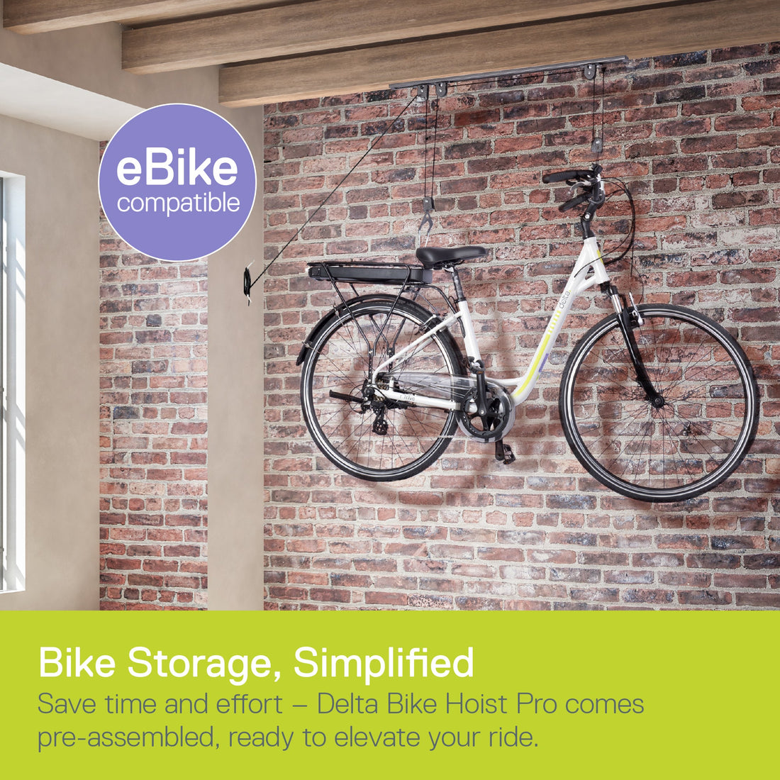 Single Bike Ceiling Hoist Pro with Straps