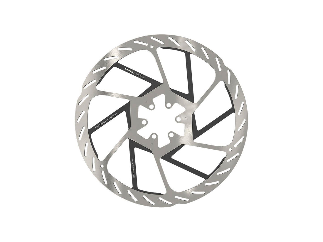 SRAM HS2 Disc Brake Rotor - 220mm 6-Bolt Rounded Silver/Black