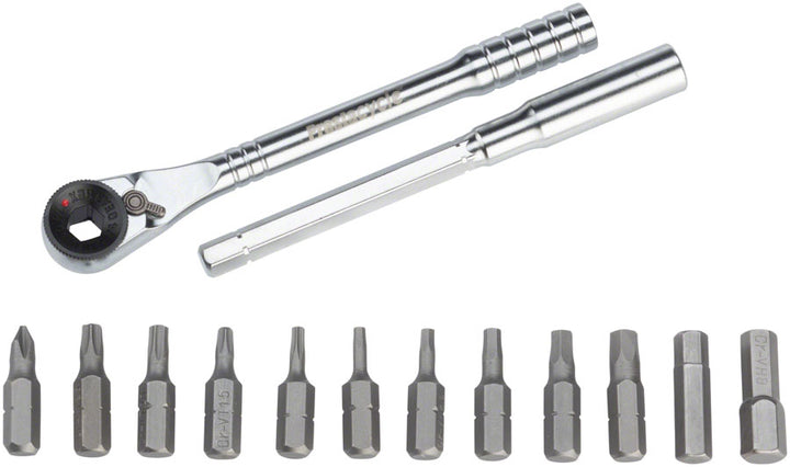 Prestacycle T-Handle Ratchet Deluxe 3-Way Ratchet T-Handle Tool Kit 12 Piece Bit Set