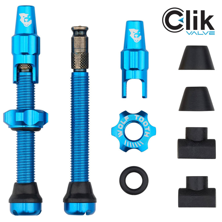 Wolf Tooth Components Tubeless Valve Stem Kit Clik Valve 44mm Blue