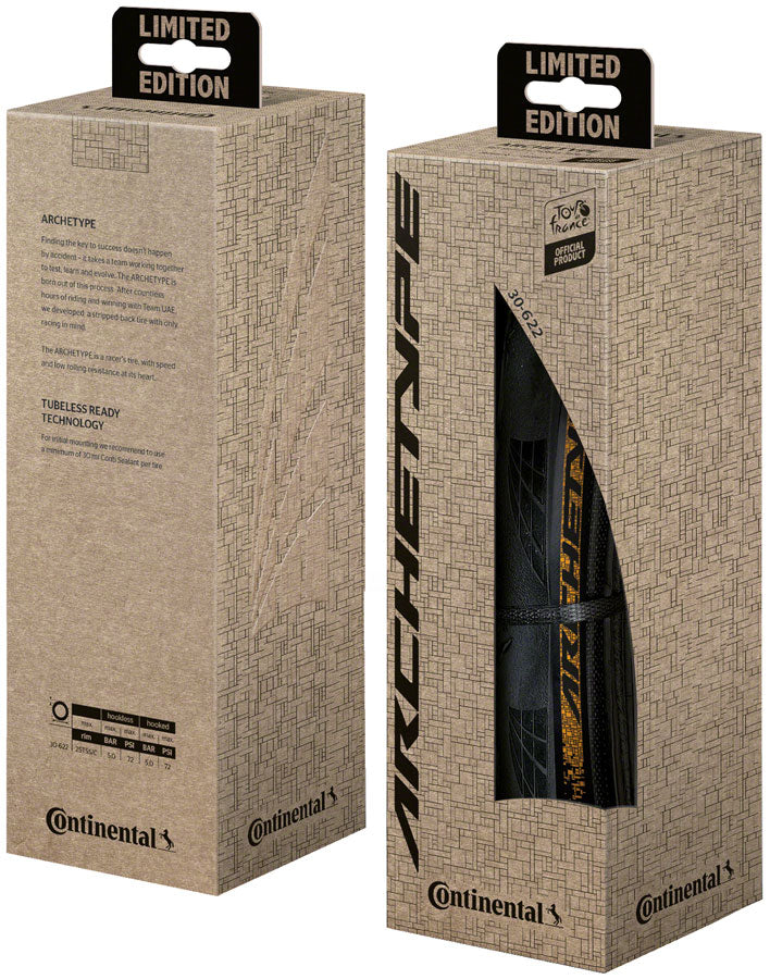 Continental Archetype Tire - 700 x 30 Tubeless Folding BLK/Tour de France Limited Edition BLKChili ACT Lazer Grip