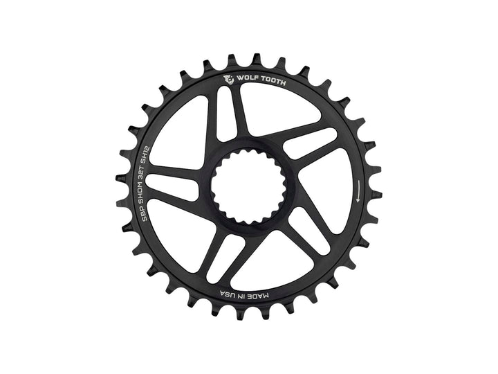 Wolf Tooth Direct Mount Chainring - 30t Shimano Direct Mount For Boost Cranks 3mm Offset Requires 12-Speed Hyperglide+ Chain BLK