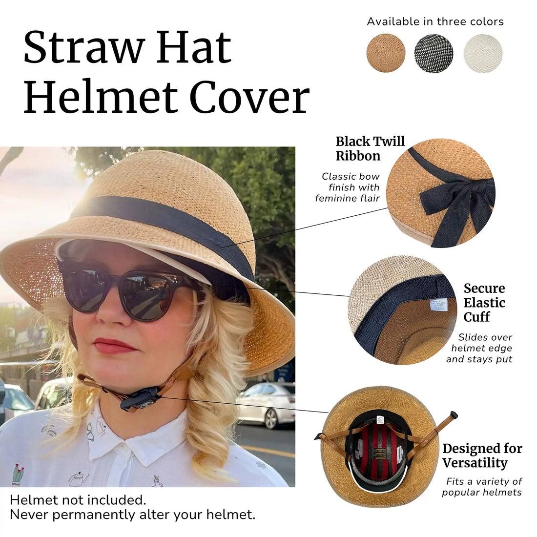 Straw Hat Helmet COVER ONLY Shibori Blue