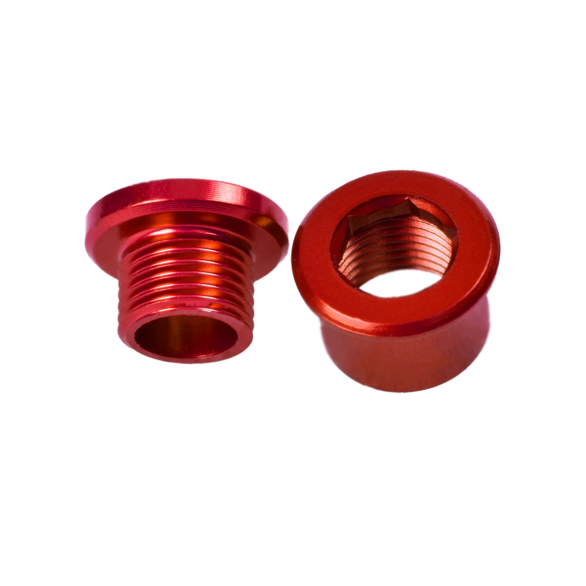 M8x6mm Chainring Bolt and Nut Set, 4 Pack - Red