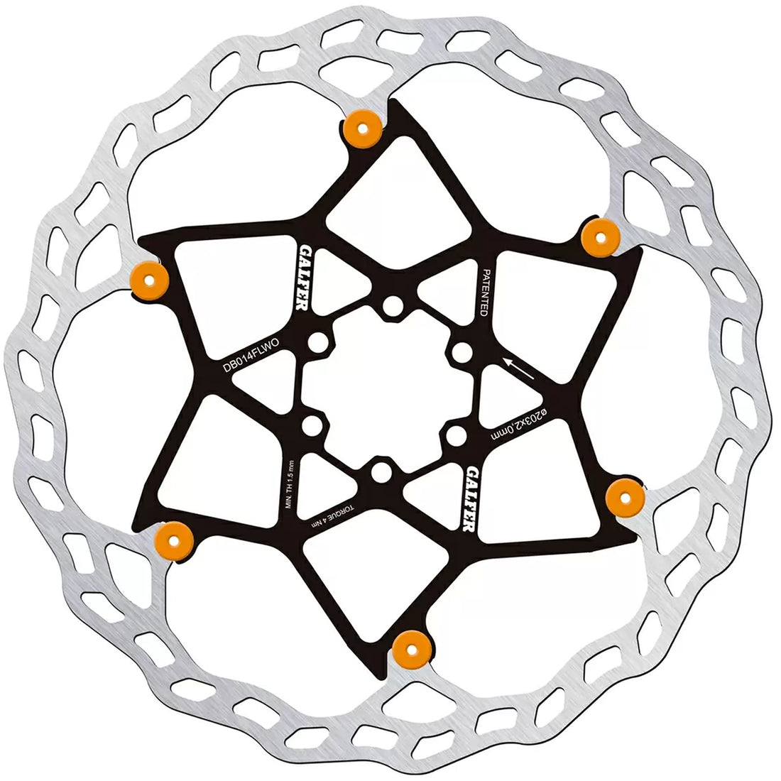 Galfer 203mm Rotor 6-Bolt 2.0mm Floating Orange