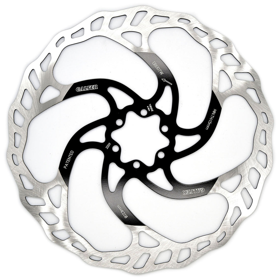 Galfer 223mm Rotor 6-Bolt  2.0mm Black/Silver