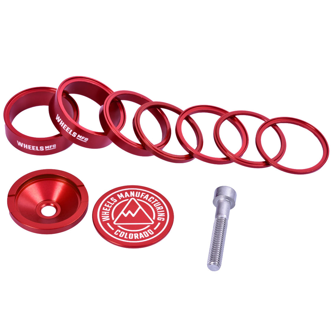 Pro Aluminum Headset Spacer Kit - Red