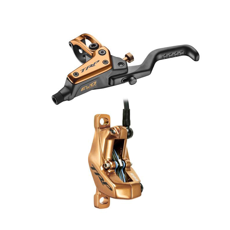 TRP EVO Pro HD-M9040 Disc Brake Lever - Left/Front Rear 1900mm Hose Post Mount 4-Piston Gold