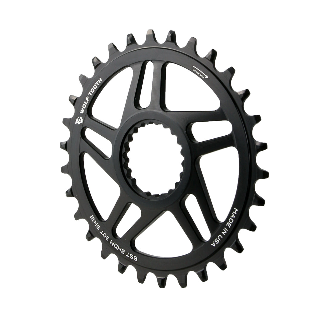 Wolf Tooth Direct Mount Chainring - 28t Shimano DM For Boost Cranks 3mm Offset Requires 12-Speed Hyperglide+ Chain BLK