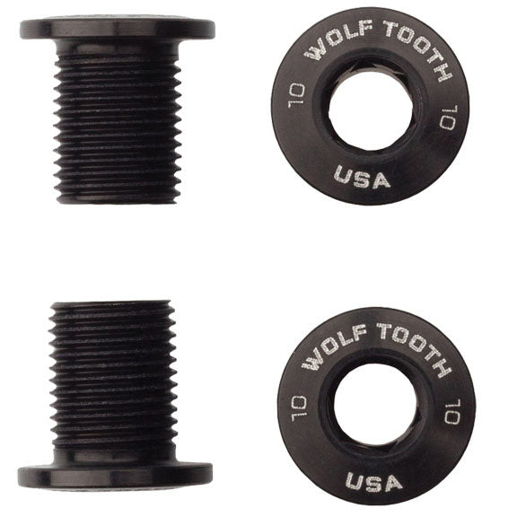 Wolf Tooth Set of Chainring Bolts 104 x 30T Rings 10 mm long 4-Pieces BLK