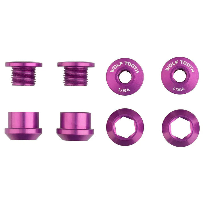 Wolf Tooth 1x Chainring Bolt Set - 6mm Dual Hex Fittings Set/4 Ultraviolet Purple