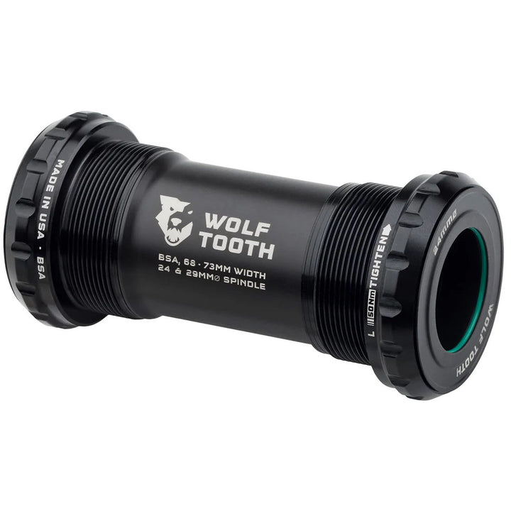 Wolf Tooth Bottom Bracket - English (BSA) 68/73mm For 24mm Spindle Black